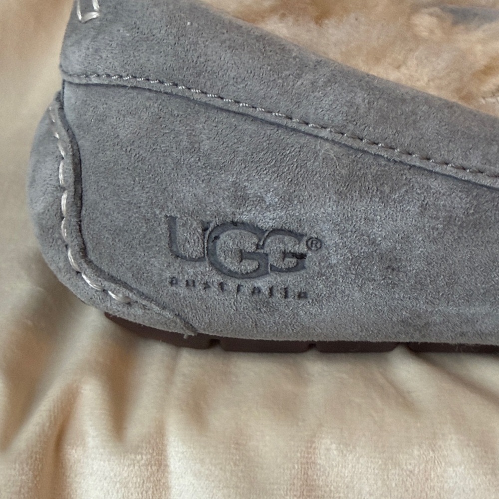 UGG Women’s Ansley Light Grey Suede & Sheepskin Slippers/Loafers - Picture 8 of 16